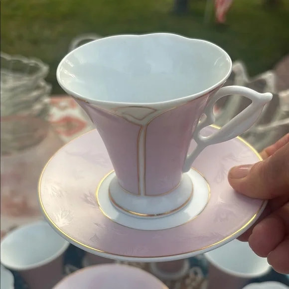 Elegant Vintage Pink and Gold espresso Cup Set set of 12. Designed by Yedi. - Picture 7 of 7